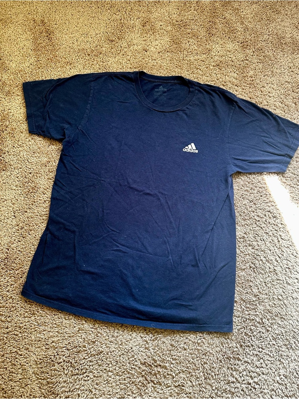 adidas Navy Short Sleeve Crewneck Tee with Small Logo